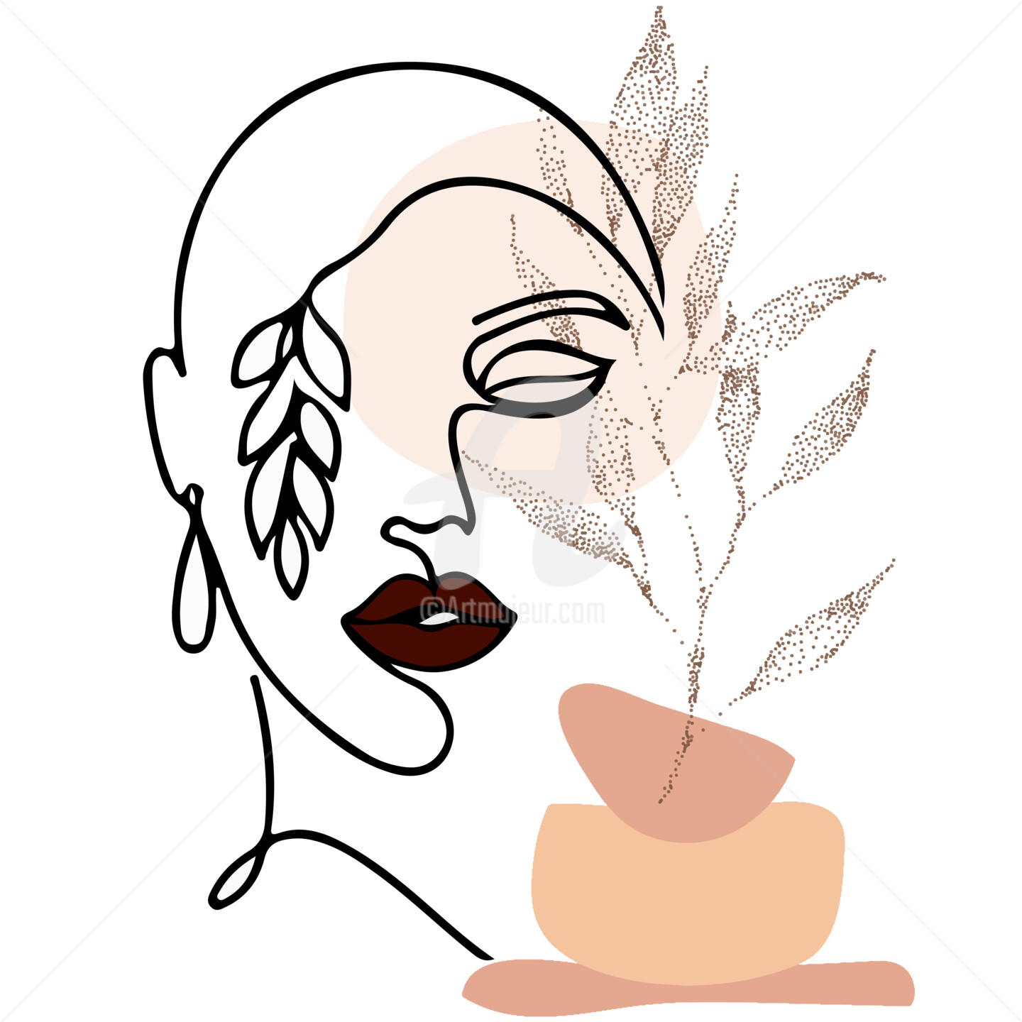 Set of tropical beauty. Women in elegant line art style. Monstera and palm  leaves background. No 1/3 Drawing by Mounir Khalfouf - Fine Art America