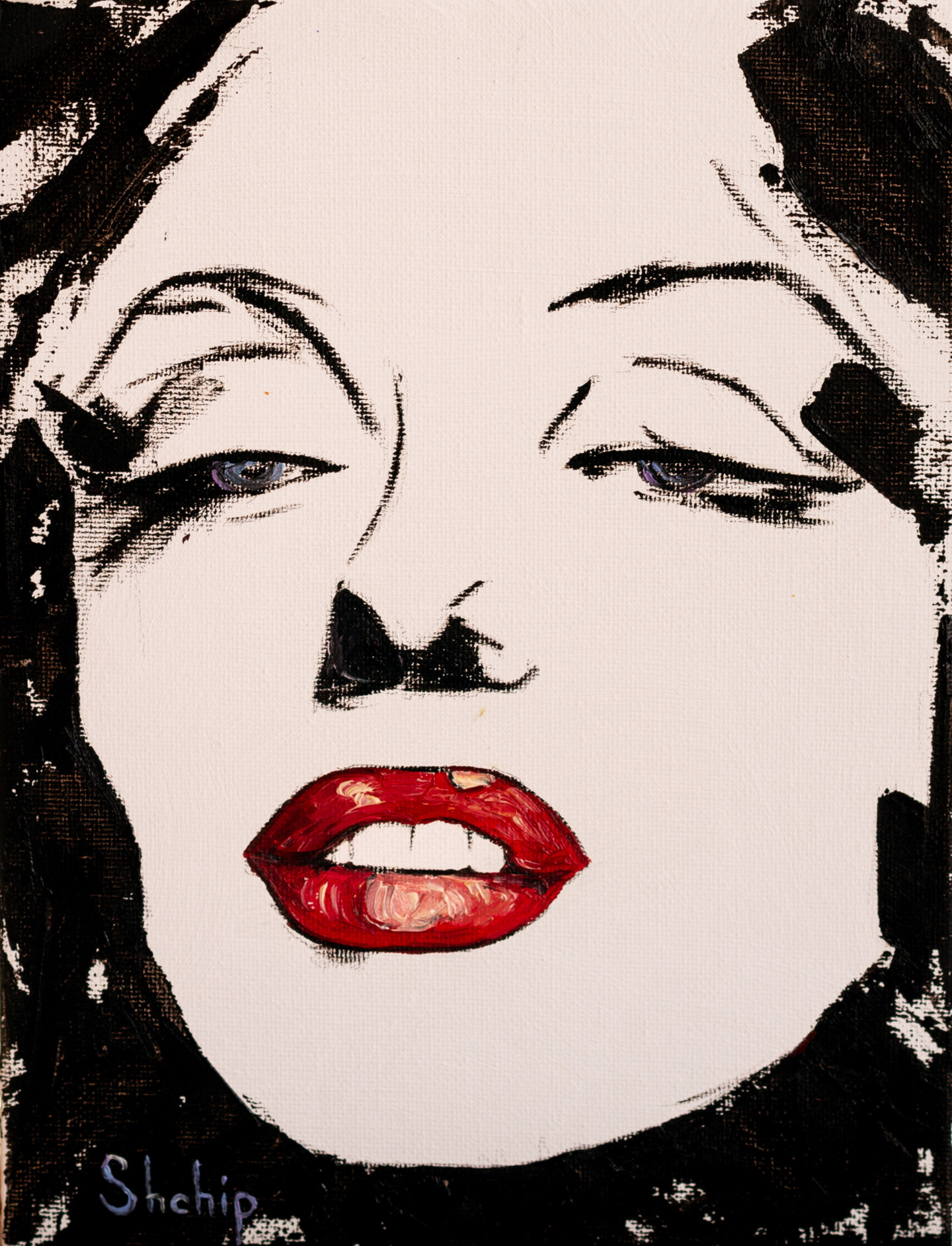 marilyn monroe poster black and white with red lips