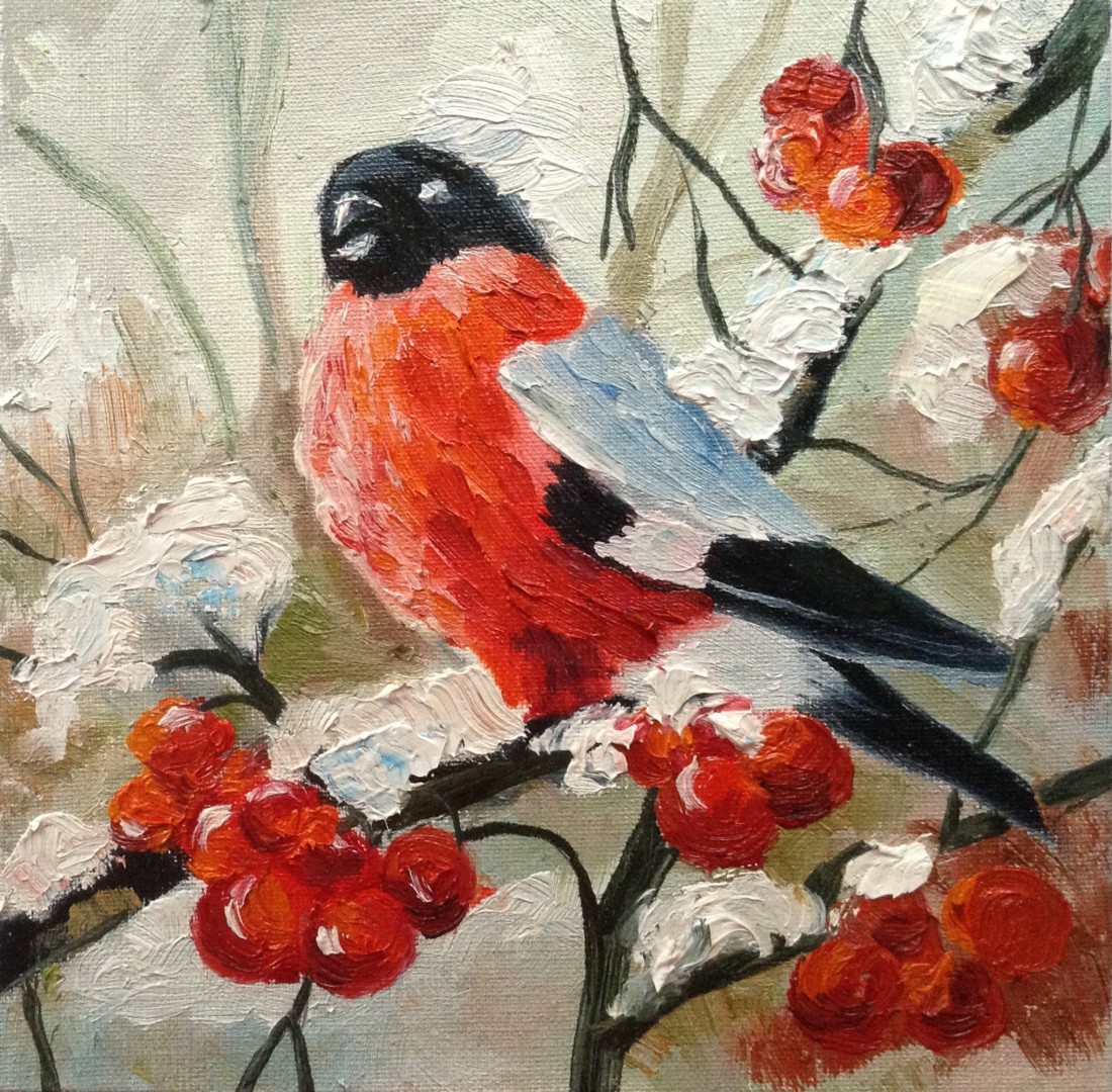 Bird Winter Oil Paint