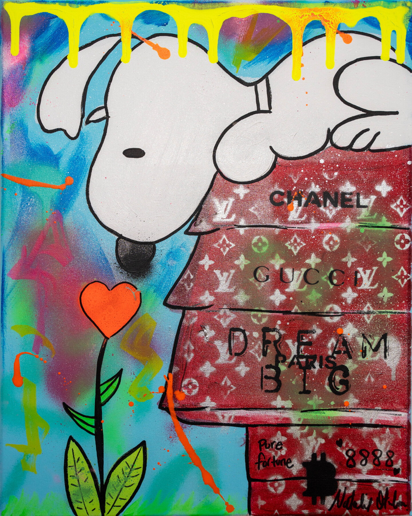 Snoopy Floating In Paradise Dreams, Painting by Natalie Otalora