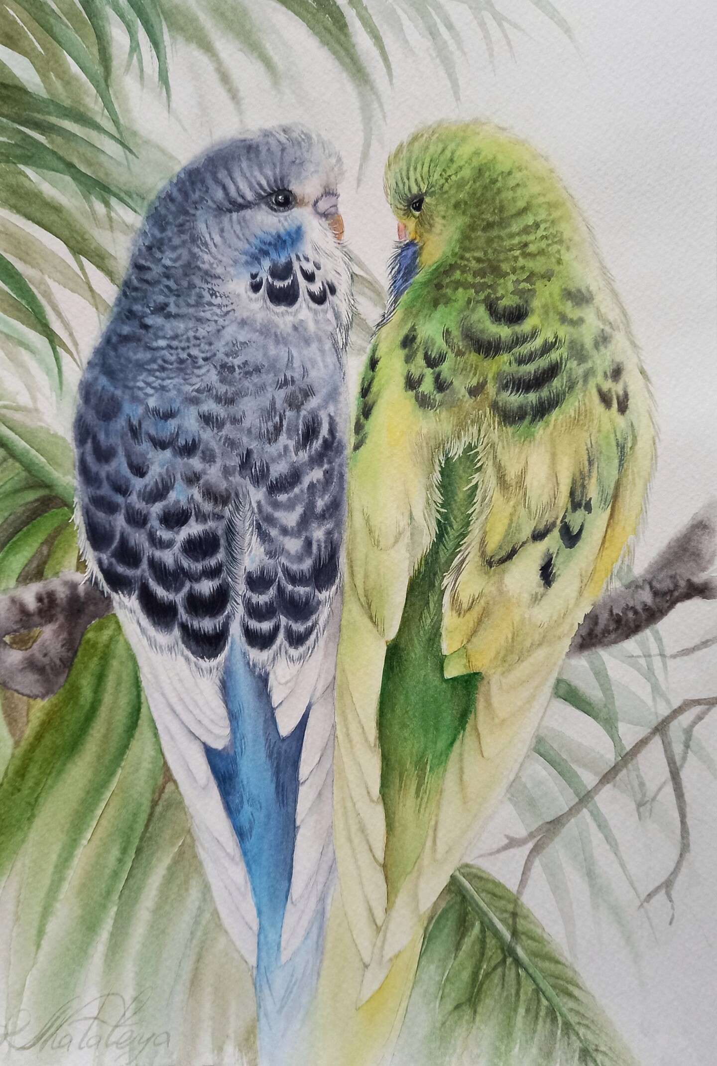 Paradise Parrots, 絵画 Olga Matyuninaによって | Artmajeur