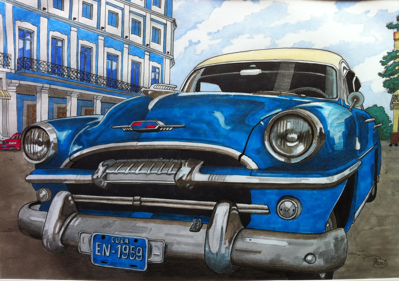Картина кубинский автомобиль