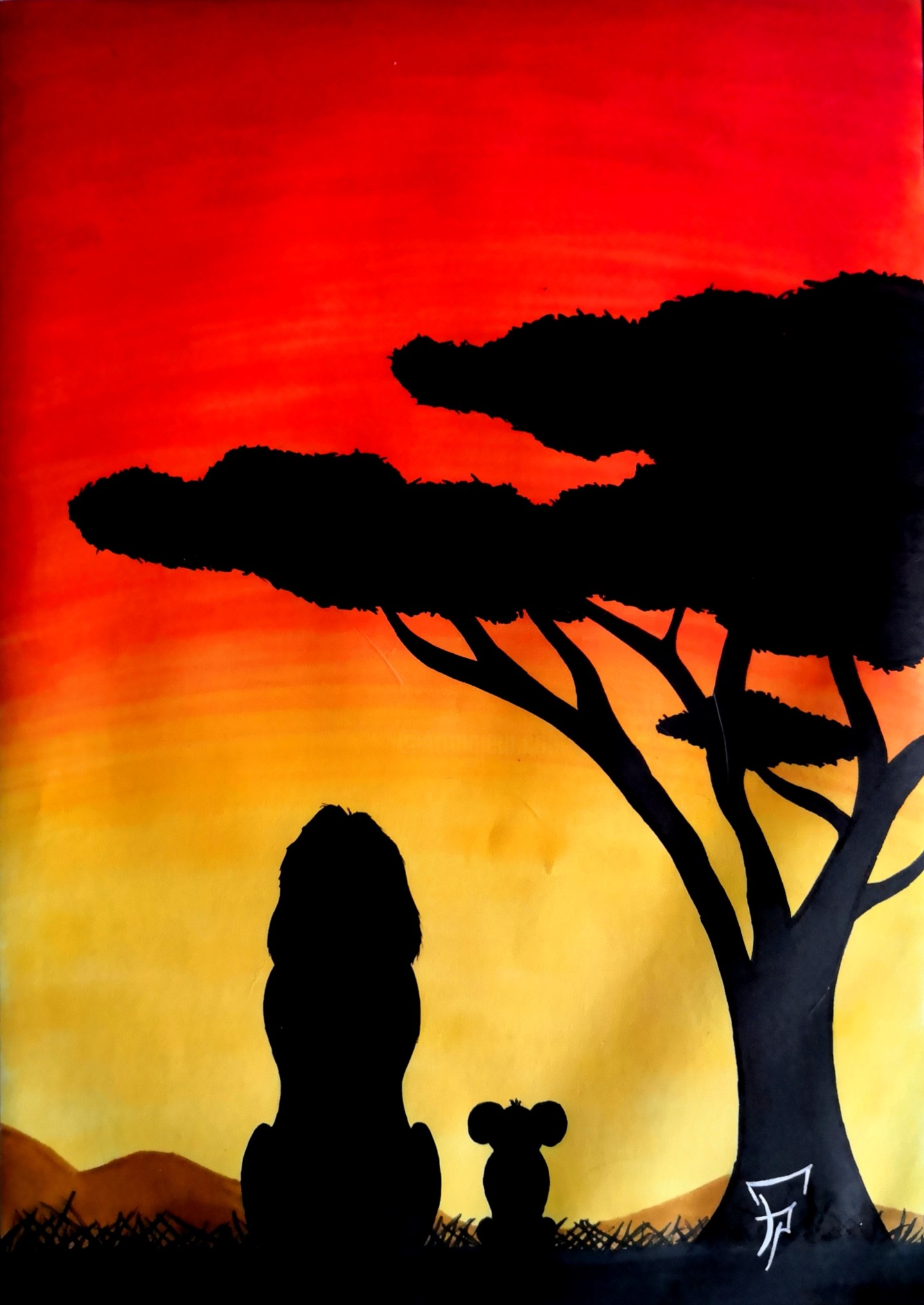 lion king silhouette painting