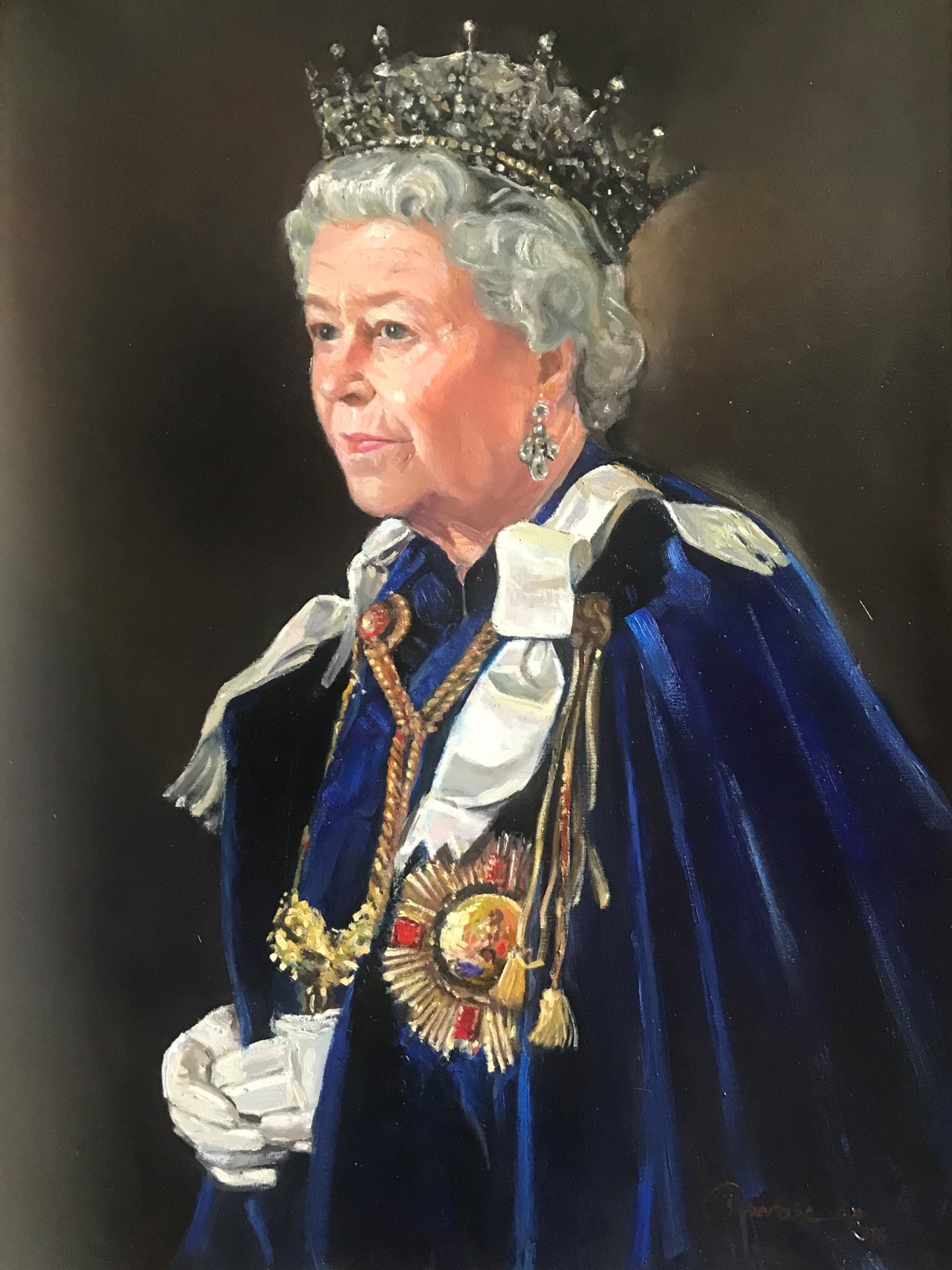 Queen Elizabeth Ii, Painting by Maria Parascan Artmajeur