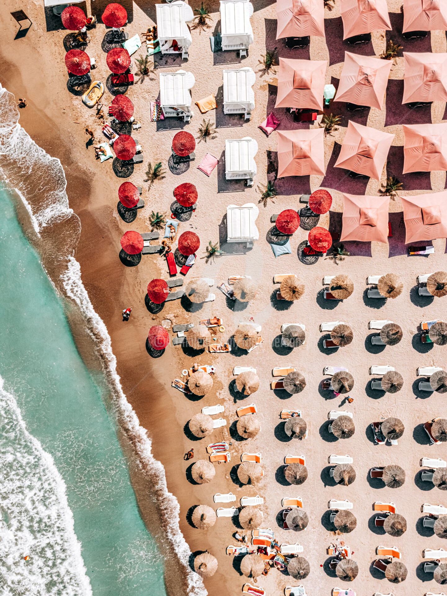 Ocean Print, Aerial Beach Print Wall Decor, Beach Umbrellas Photography,  Blue Sea Art Print Yoga Mat by Radu Bercan - Pixels