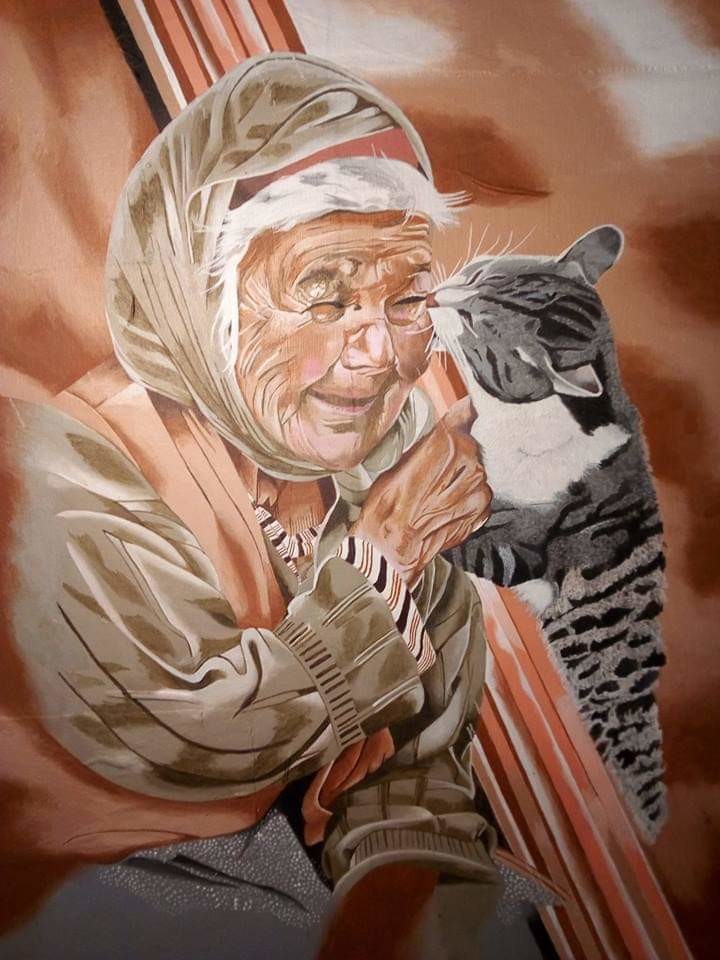 Vieille Femme Et Son Chat Japon Peinture Par Ralph Leroux Artmajeur