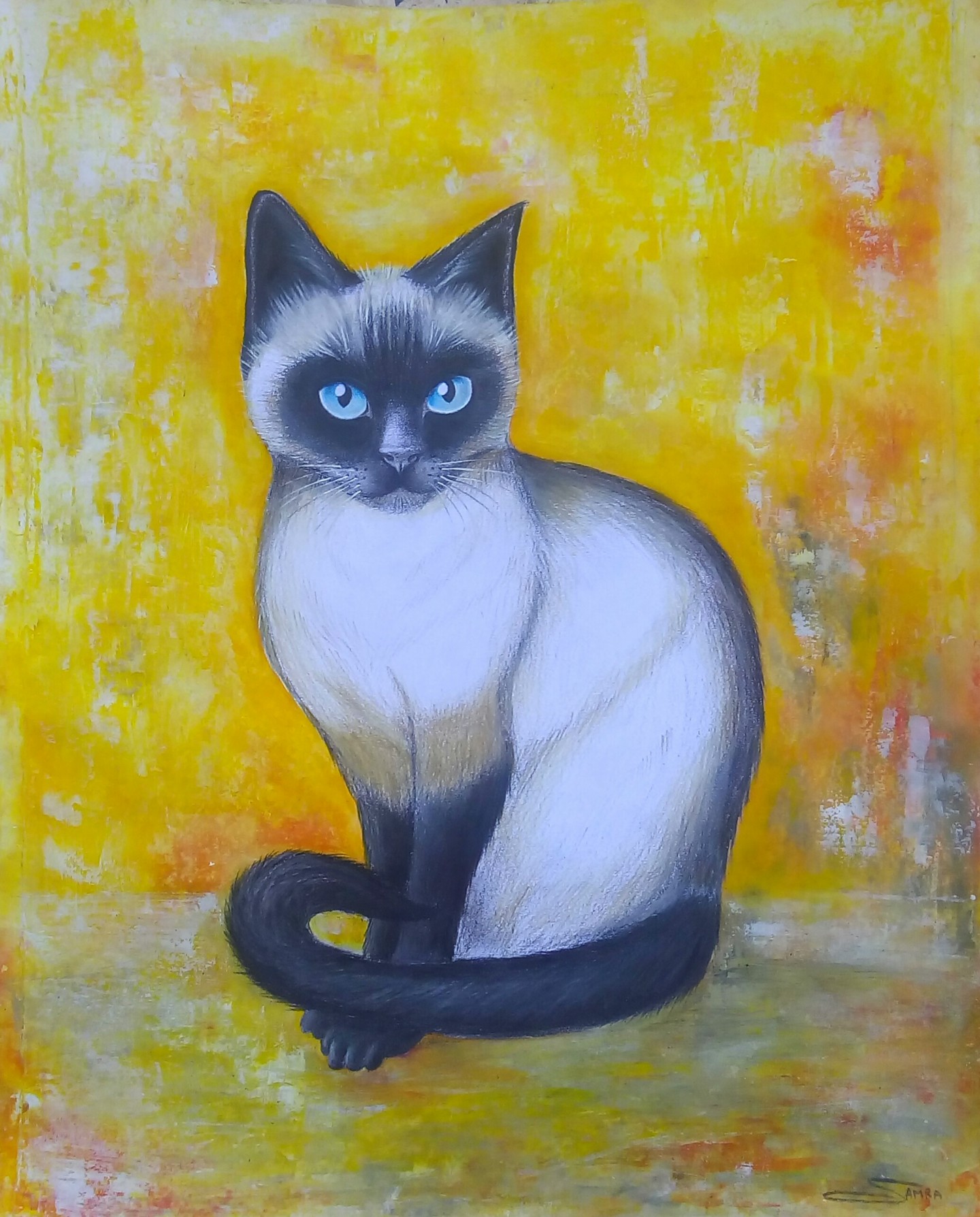 Un Chat Siamois Painting By Samraart Artmajeur