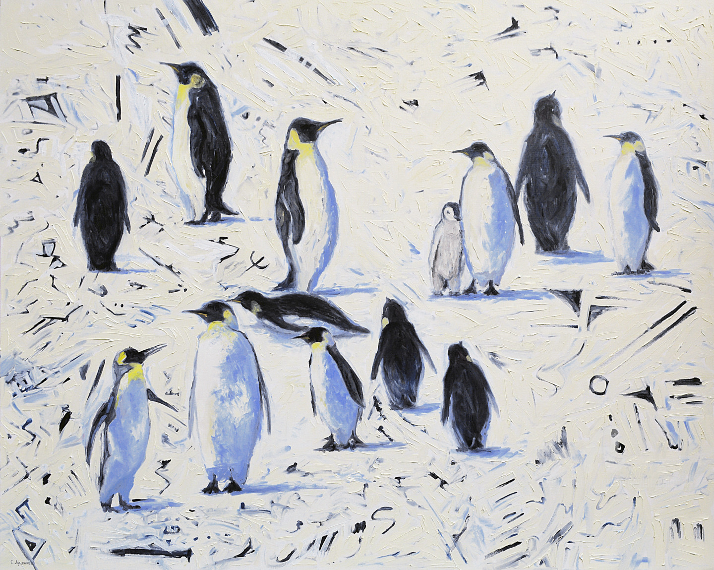 Пингвины живопись