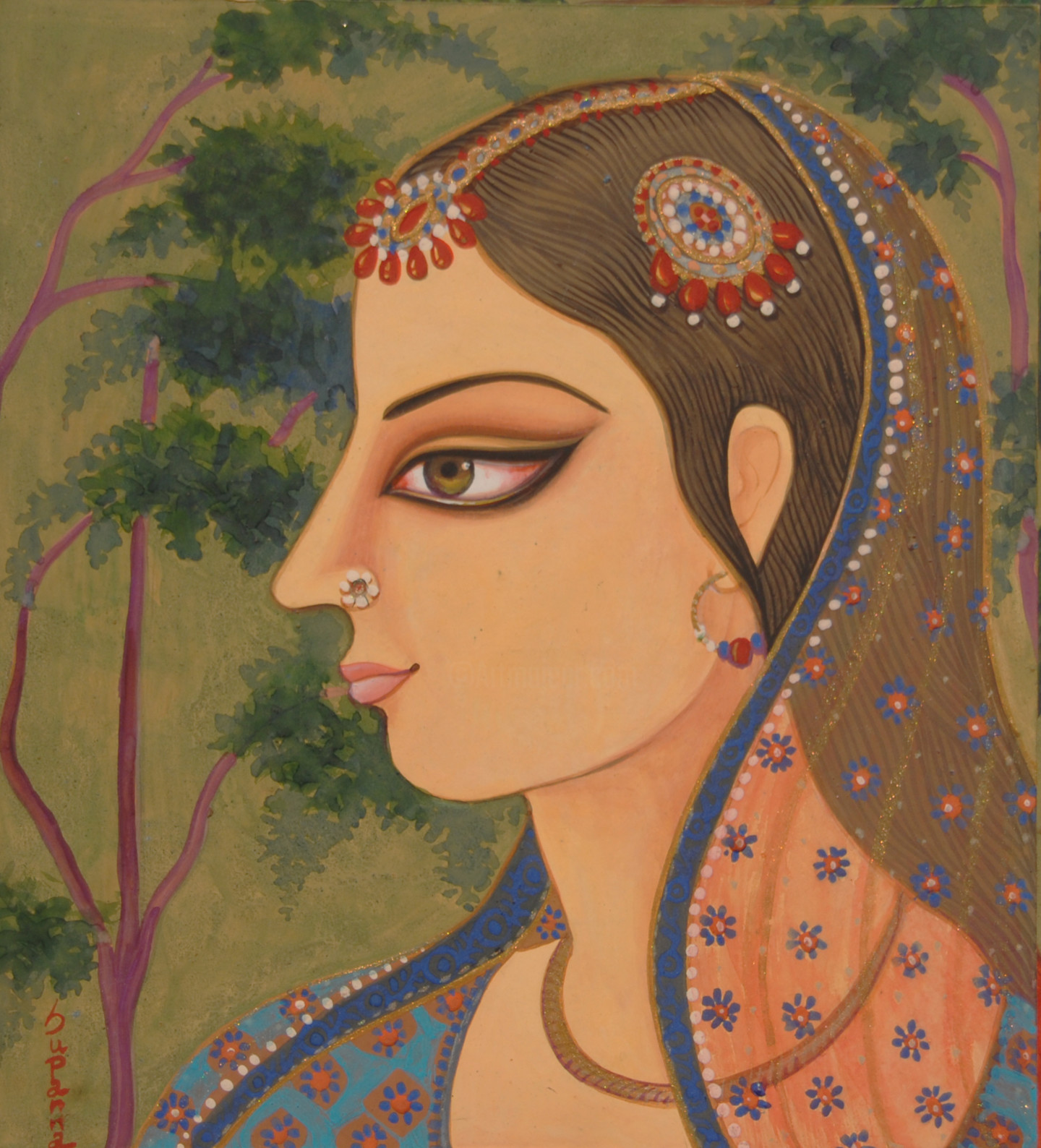 Radhika, Painting by Suparna Dey | Artmajeur