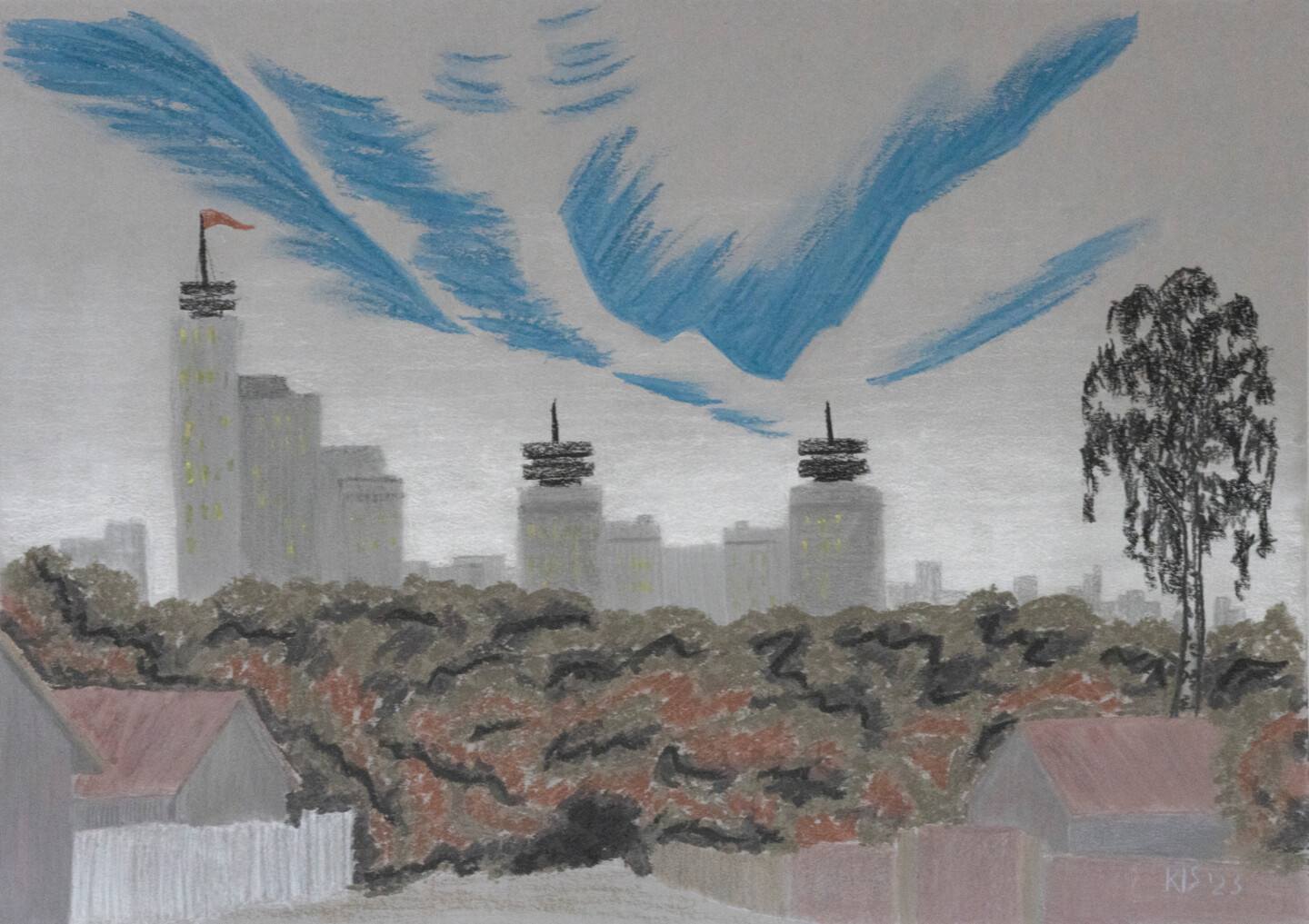 flying city drawing