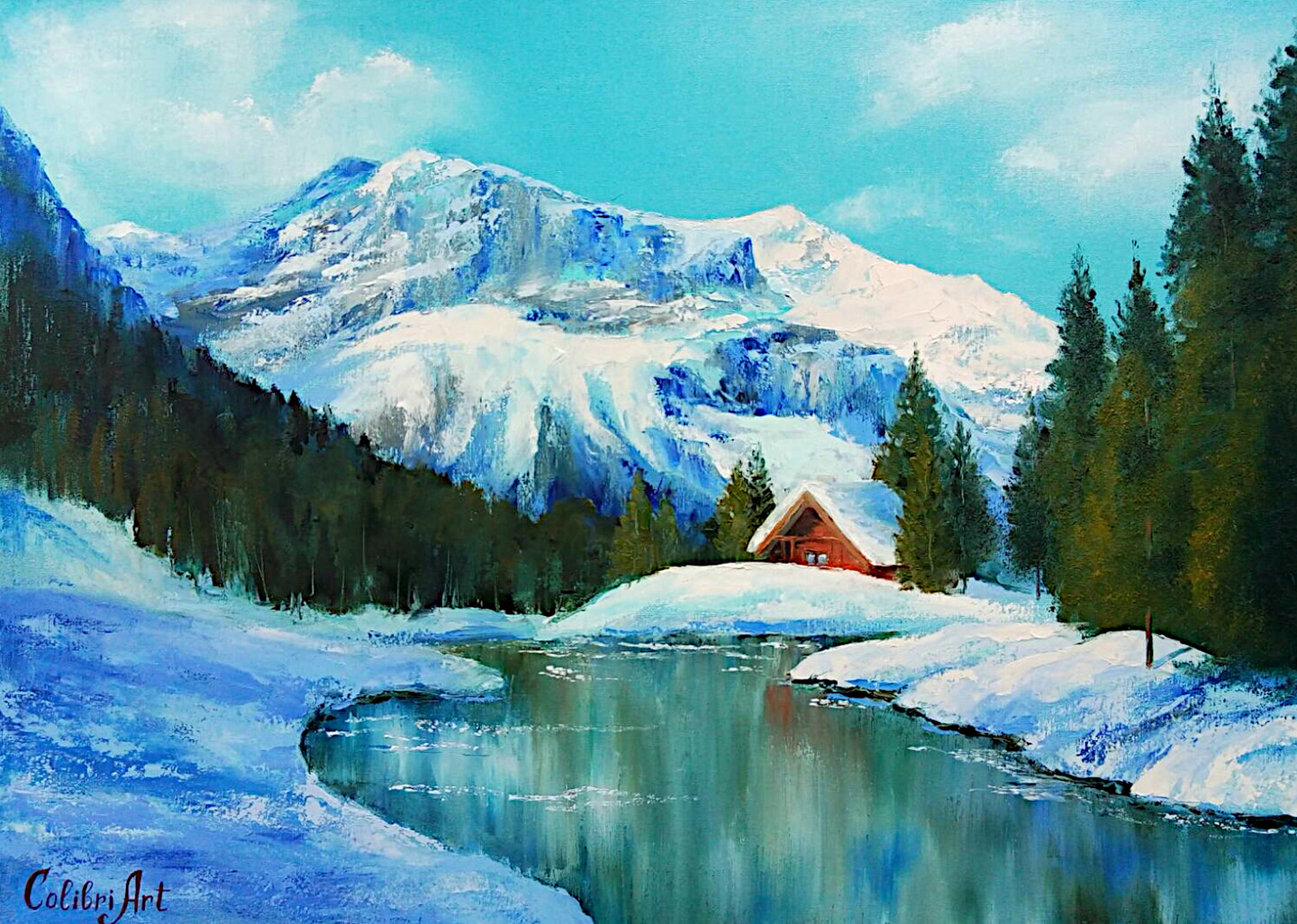 National Park Painting Mountain Glacier , Картина - Tatiana Matveeva |  Artmajeur