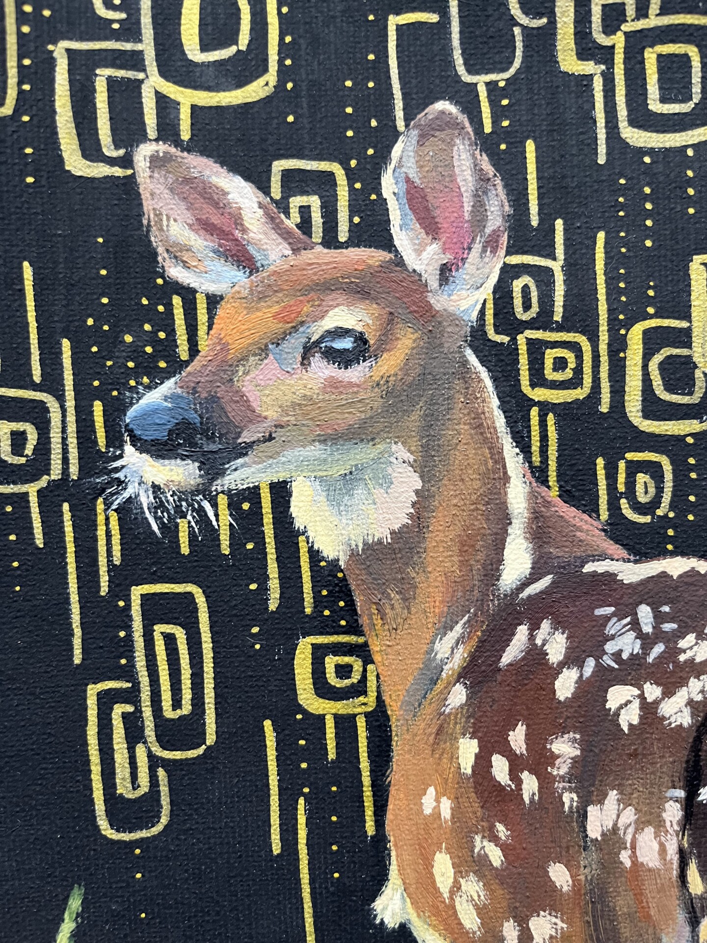 Acrylic painting animal deer nature forest
