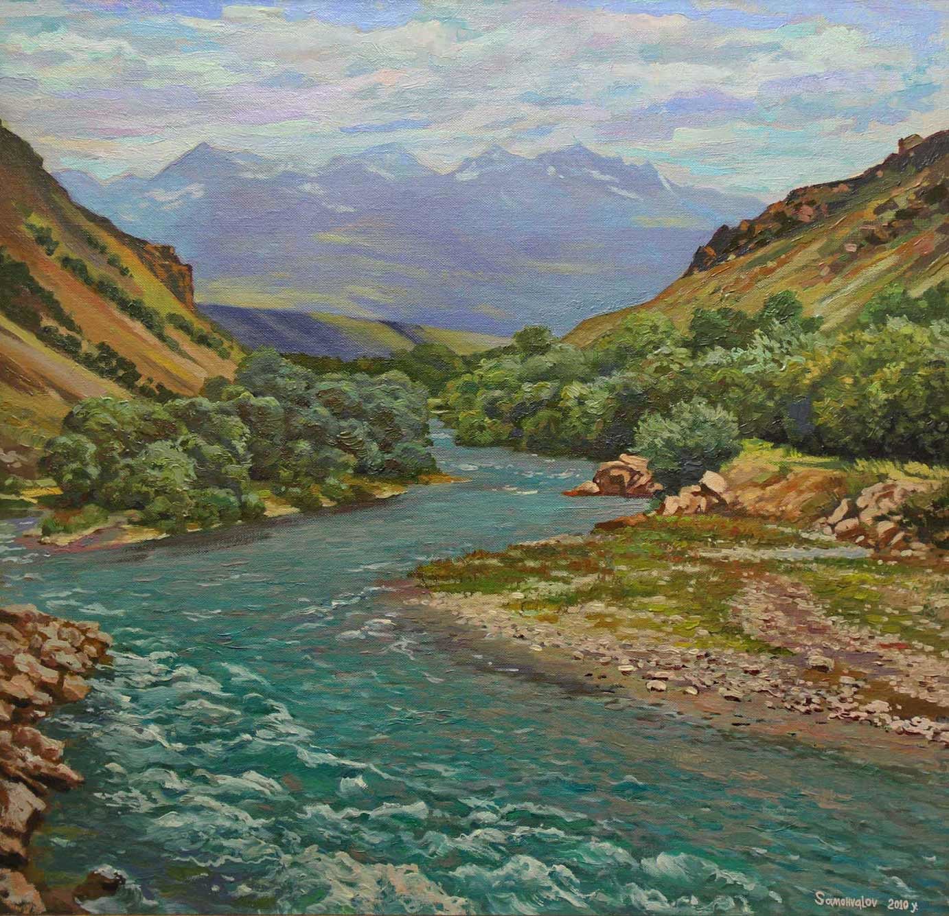 Горная река картина Александра Эсмонда