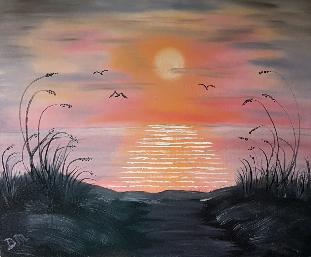 Ocean Sunset, Painting by Bettie Melieste | Artmajeur
