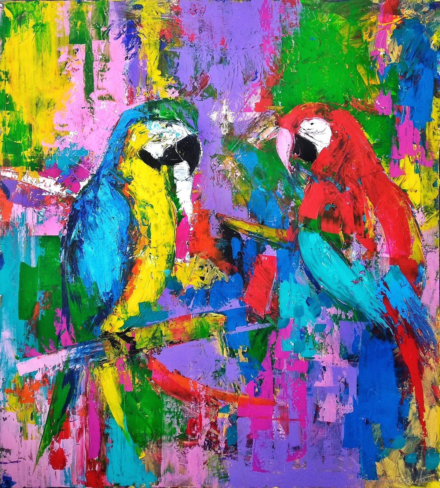 Parrots, Painting by Yulia Varlamova | Artmajeur