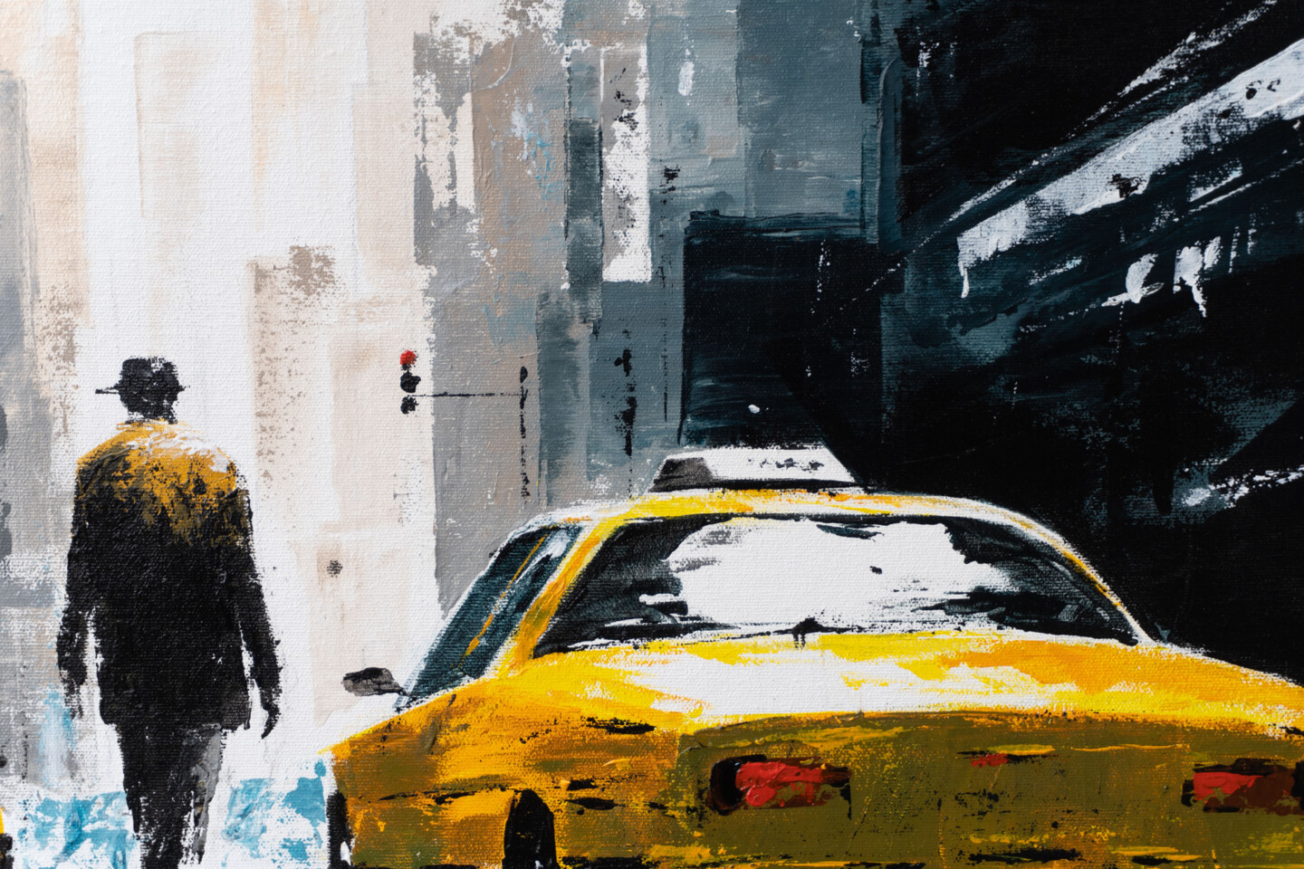 Yellow Taxi Rush: Capturing The Energy , Painting by Yuriy Kraft