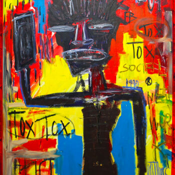 Painting titled "Addict" by 0xec6d0, Original Artwork, Acrylic Mounted on Wood Stretcher frame