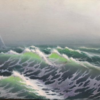 「Морские волны」というタイトルの絵画 Ксения Литвиноваによって, オリジナルのアートワーク, オイル ウッドストレッチャーフレームにマウント