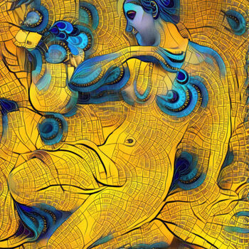 Arte digital titulada "Femme jaune et bleue" por A.R.Pixo, Obra de arte original, Trabajo Digital 2D