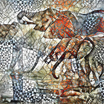 Arte digital titulada "Eléphants au point…" por A.R.Pixo, Obra de arte original, Trabajo Digital 2D