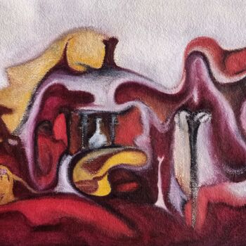 Pittura intitolato "Vase On The Yellow…" da Aakash Mali, Opera d'arte originale, Olio