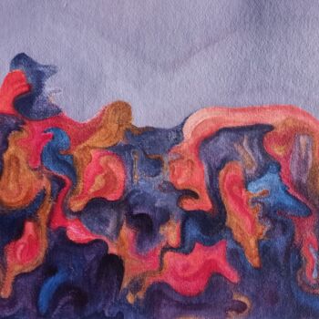 Pittura intitolato "In Blue Wadi" da Aakash Mali, Opera d'arte originale, Olio