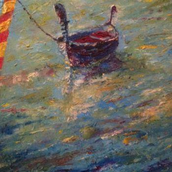 Картина под названием "Venice Gondola" - Larry Aarons, Подлинное произведение искусства, Масло Установлен на Другая жесткая…