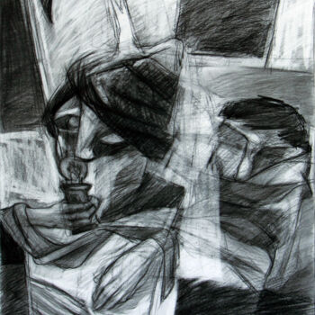 Drawing titled "clear night" by Abbas Timareh, Original Artwork, Conté
