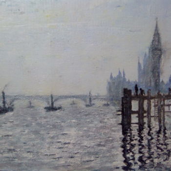 Pintura titulada "London parliament .…" por Abdel Lafrimi, Obra de arte original, Oleo
