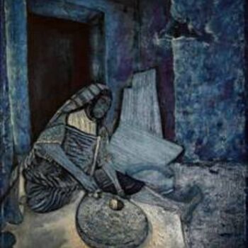 Peinture intitulée "La mouture du blé" par Abdellouahab Selka, Œuvre d'art originale, Huile