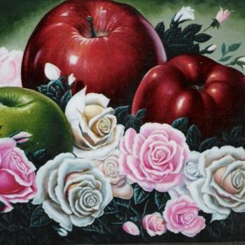 Pintura intitulada "MANZANAS Y ROSAS" por Abdenago, Obras de arte originais