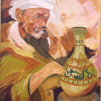 Peinture intitulée "le Potier de Safi (…" par Abderrahim El Moujaouid, Œuvre d'art originale, Acrylique Monté sur Châssis en…