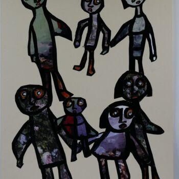 Collages intitulée "Promenade en famille" par Adam Nidzgorski, Œuvre d'art originale, Collages Monté sur Carton