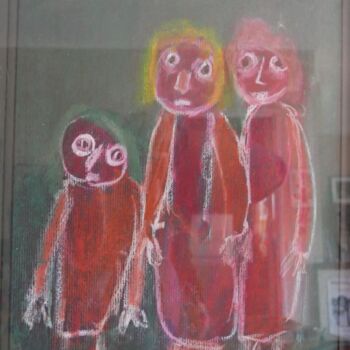 Pittura intitolato "Avec mes tantes" da Adam Nidzgorski, Opera d'arte originale, Gouache Montato su Cartone