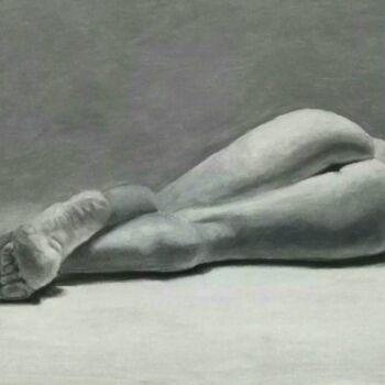 「Sleeping nude」というタイトルの絵画 Adela Vによって, オリジナルのアートワーク, オイル 段ボールにマウント