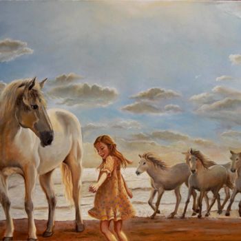 Painting titled "Magical encounter" by Adina Lupan, Original Artwork, Oil