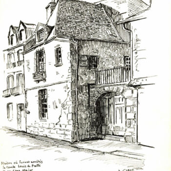 Dessin intitulée "Maison, 7 rue du Cy…" par Adolphe Cabon, Œuvre d'art originale