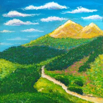 Pintura titulada "Road to the Mountai…" por Adonis Tukhvatshyn, Obra de arte original, Pastel