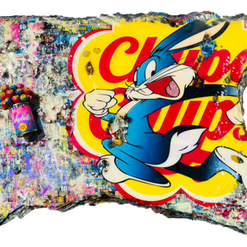 Collages intitulée "Bugs Bunny Chupa Ch…" par Adriano Cuencas, Œuvre d'art originale, Collages