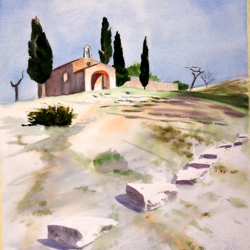 Painting titled "La Chapelle Saint S…" by Adyne Gohy, Original Artwork, Watercolor