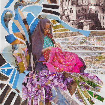 Collagen mit dem Titel "WISDOM" von Agnès Adamowicz, Original-Kunstwerk, Collagen