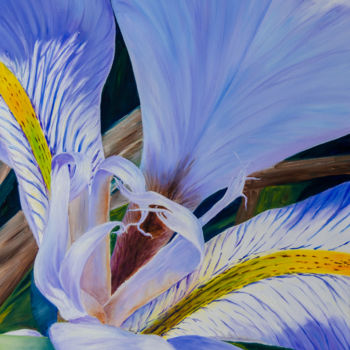 Schilderij getiteld "Iris sauvage" door Agnès Vangell, Origineel Kunstwerk, Olie