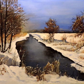 Malarstwo zatytułowany „Winter landscape” autorstwa Agnieszka Janik, Oryginalna praca, Olej