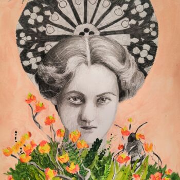 Malerei mit dem Titel "Rosace. mandala fem…" von Agnieszka Zuchowska, Original-Kunstwerk, Gouache