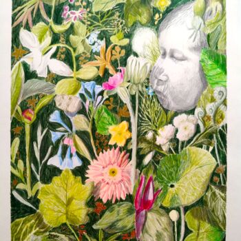 Dessin intitulée "Printemps bébé fleu…" par Agnieszka Zuchowska, Œuvre d'art originale, Crayon