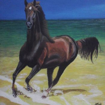 Pintura titulada "caballo" por Agustin, Obra de arte original, Oleo