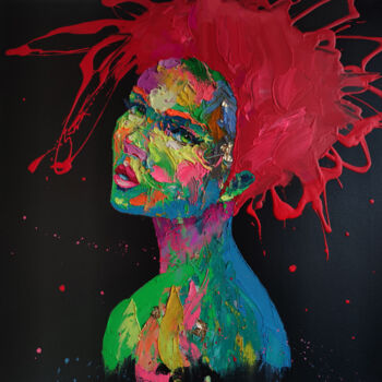 绘画 标题为“Red hair” 由Agusil, 原创艺术品, 油 安装在木质担架架上