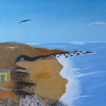 Peinture intitulée "plage et pêche-13.j…" par Ahmed Fertat, Œuvre d'art originale, Huile