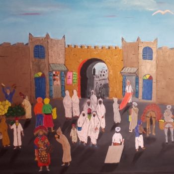 Malerei mit dem Titel "le marché de la kas…" von Ahmed Fertat, Original-Kunstwerk, Öl