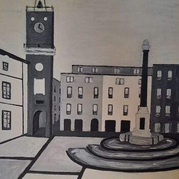 Painting titled "Place de la Mairie" by Ahmed Laghouati, Original Artwork, Acrylic